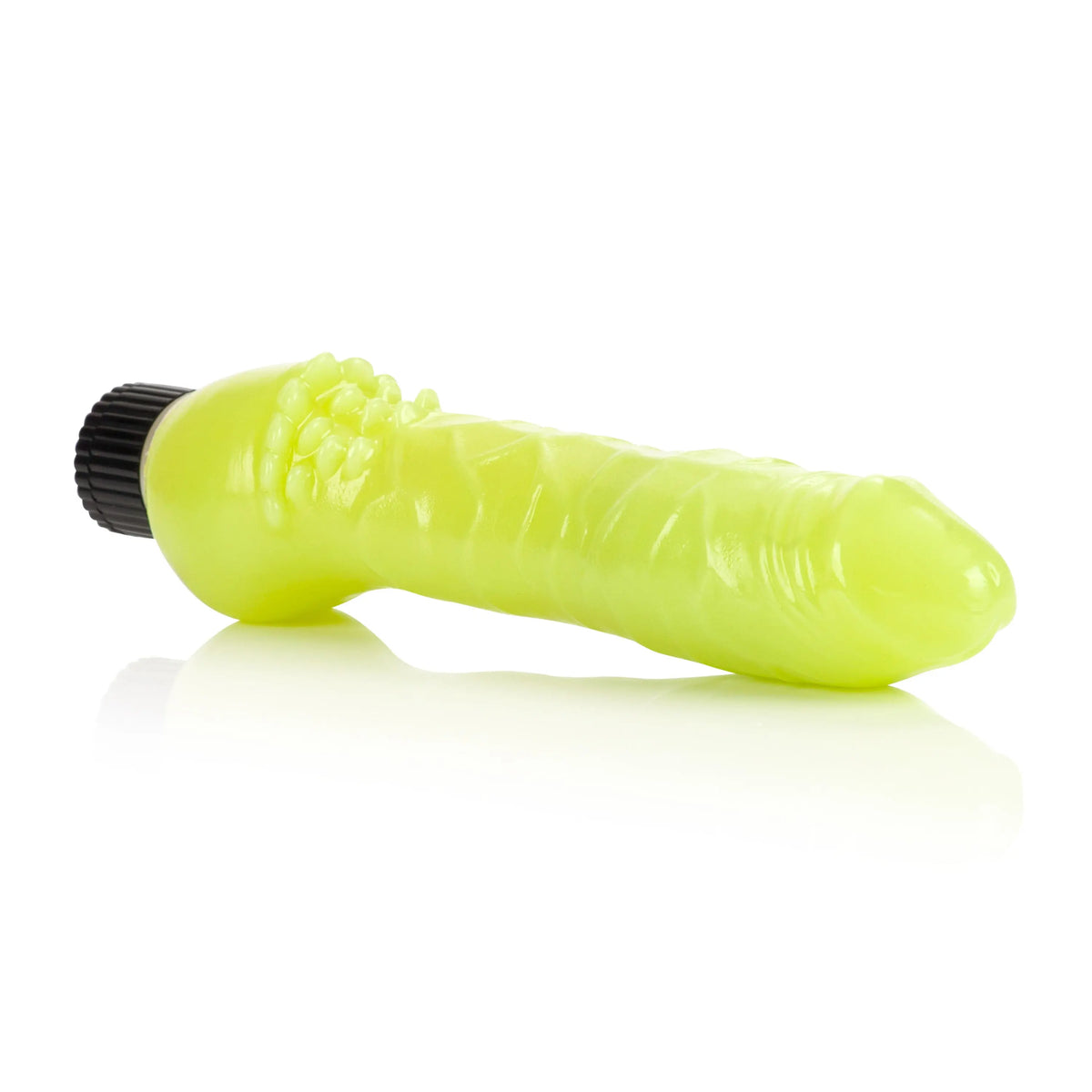 Glow-in-the-Dark Jelly Penis Vibe 7 Inches - Green – body-safe materials | Fu'Cha Exotics