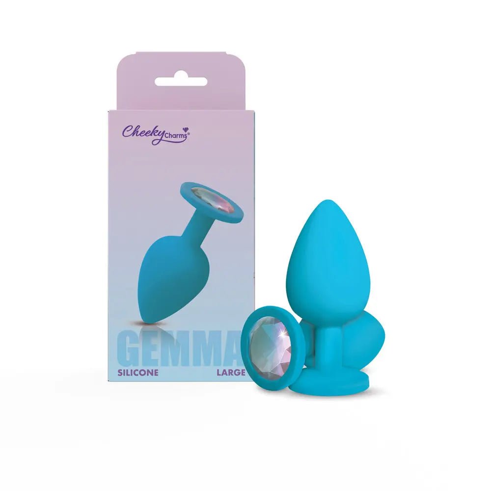 Gemma Clear Iridescent Gem Teal Silicone Plug - L – body-safe materials | Fu'Cha Exotics
