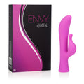 Pink silicone curved adult pleasure toy, tapered tip with handle detail