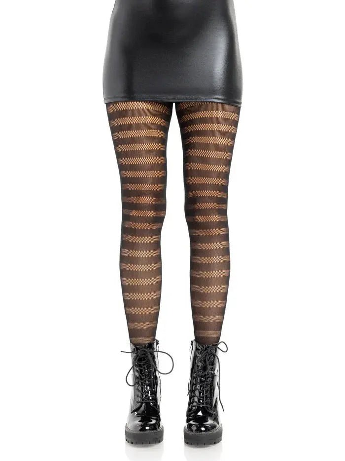 Cosima Striped Net Tights - Os - Black – nylon | Fu'Cha Exotics