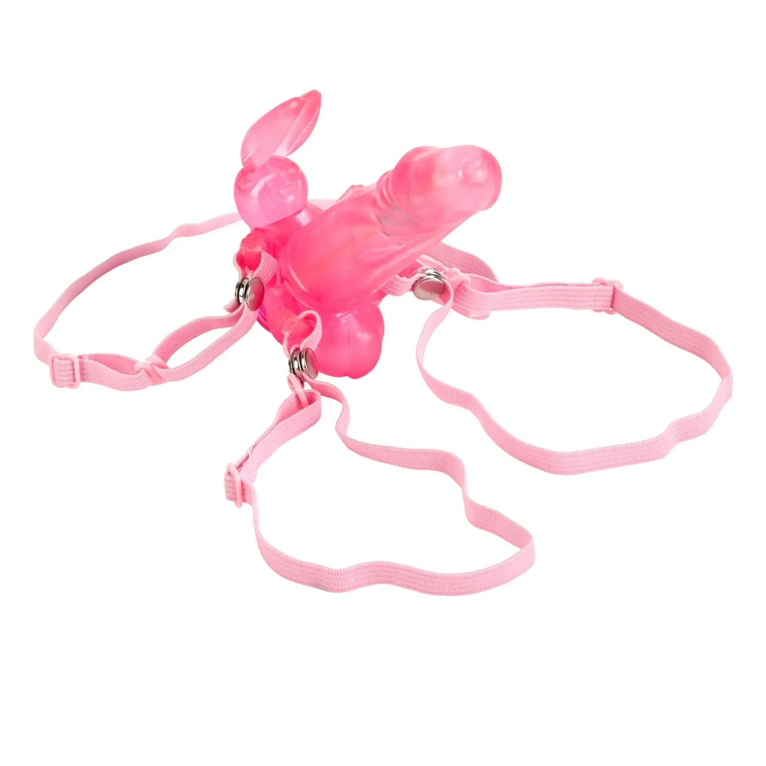 Pink bunny-shaped wireless device with adjustable fabric straps