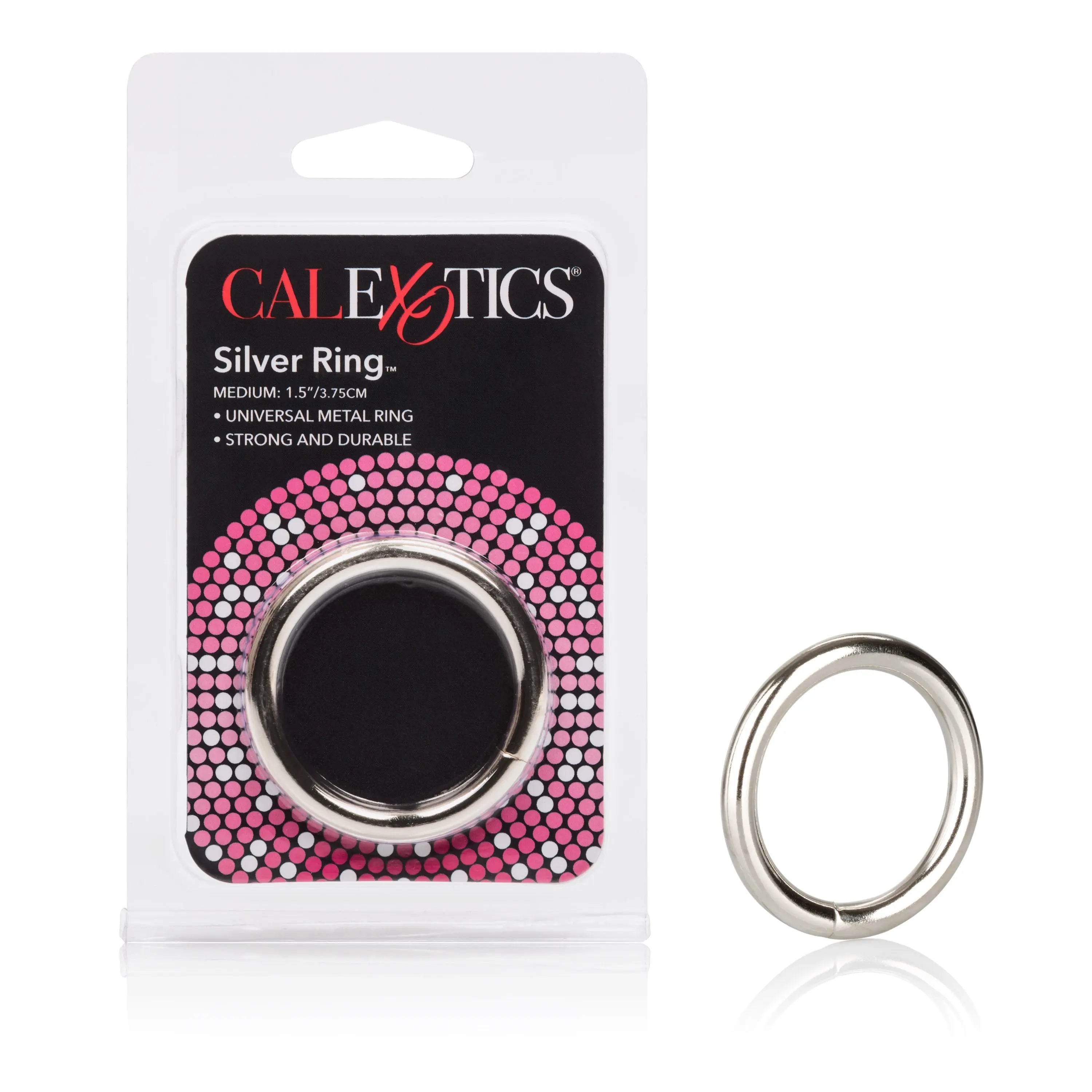 Medium silver-tone metal ring with smooth polished band