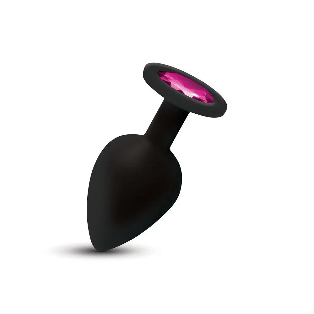 Gemma Pink Gem Black Silicone Plug - Large – body-safe materials | Fu'Cha Exotics