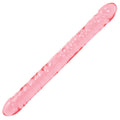 Pink 18-inch crystal jellies double dong with glossy translucent finish