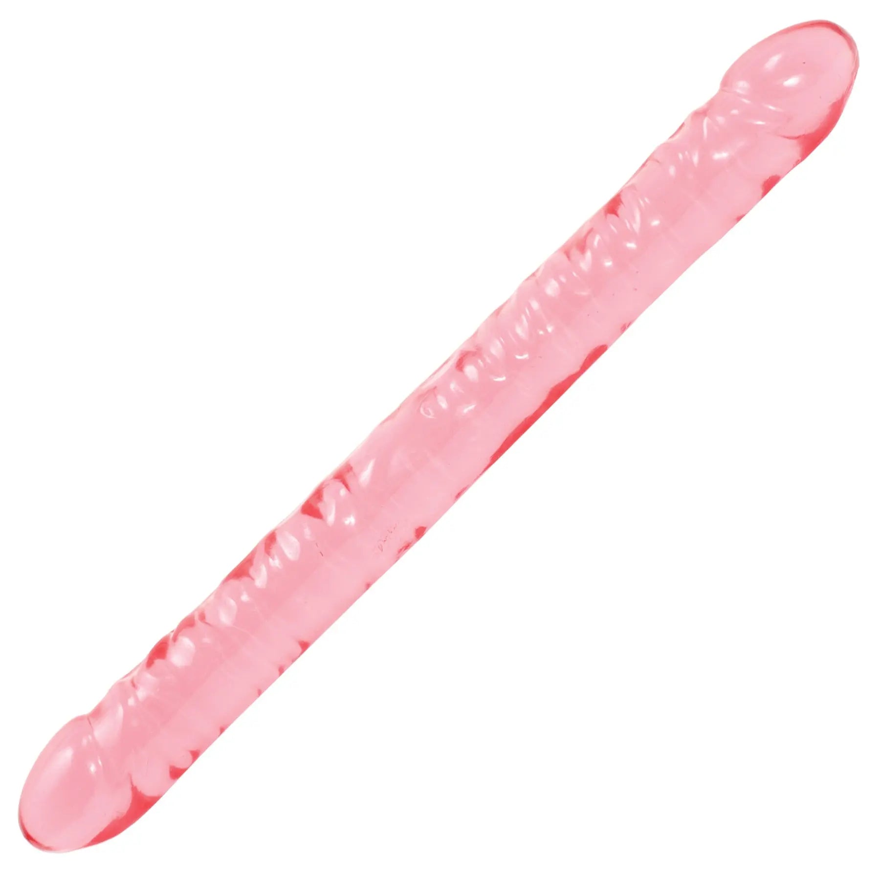 Pink 18-inch crystal jellies double dong with glossy translucent finish