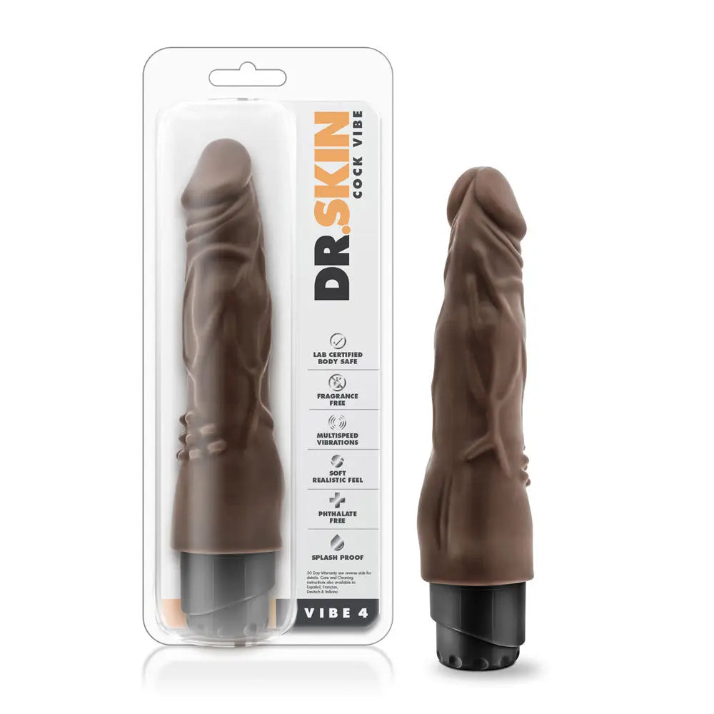 Dr. Skin - Cock Vibe 4 - 8 Inch Vibrating Cock - Chocolate – body-safe materials | Fu'Cha Exotics