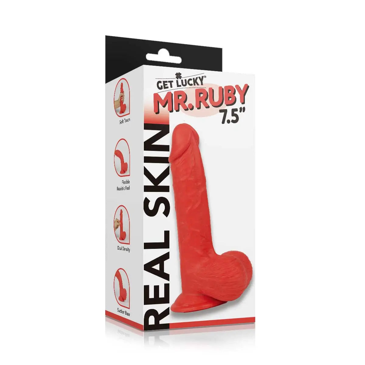 Real Skin Mr. Ruby 7.5" Dual Layer Dildo – body-safe materials | Fu'Cha Exotics