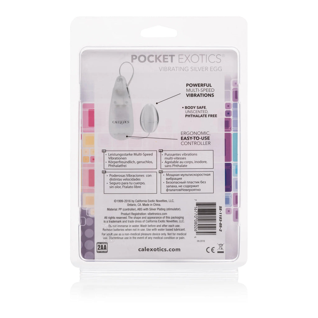 Pocket Exotics Vibrating Egg - Silver – body-safe materials | Fu'Cha Exotics