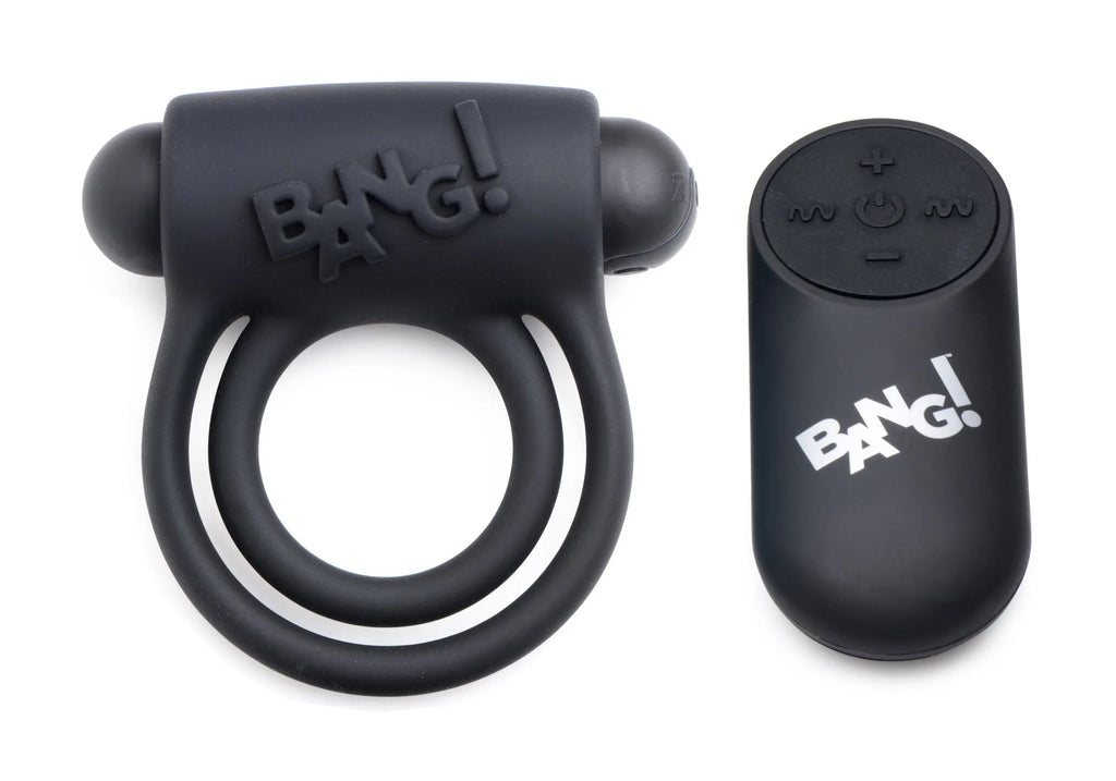 Bang - Silicone Cock Ring and Bullet With Remote Control - Black – body-safe silicone 11 vibration modes | Fu'Cha Exotics