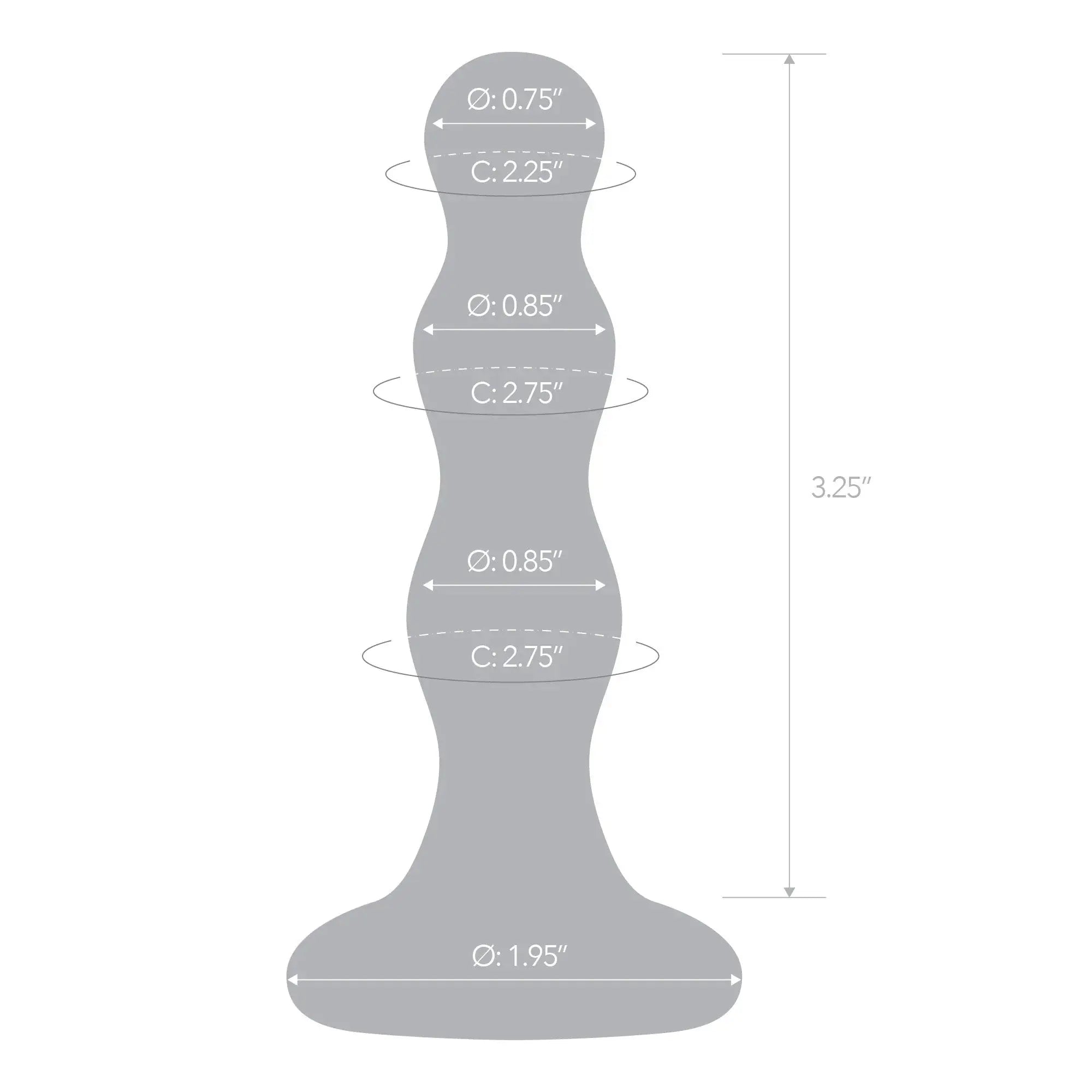 Segmented butt plug with three rounded sections and wide flared base