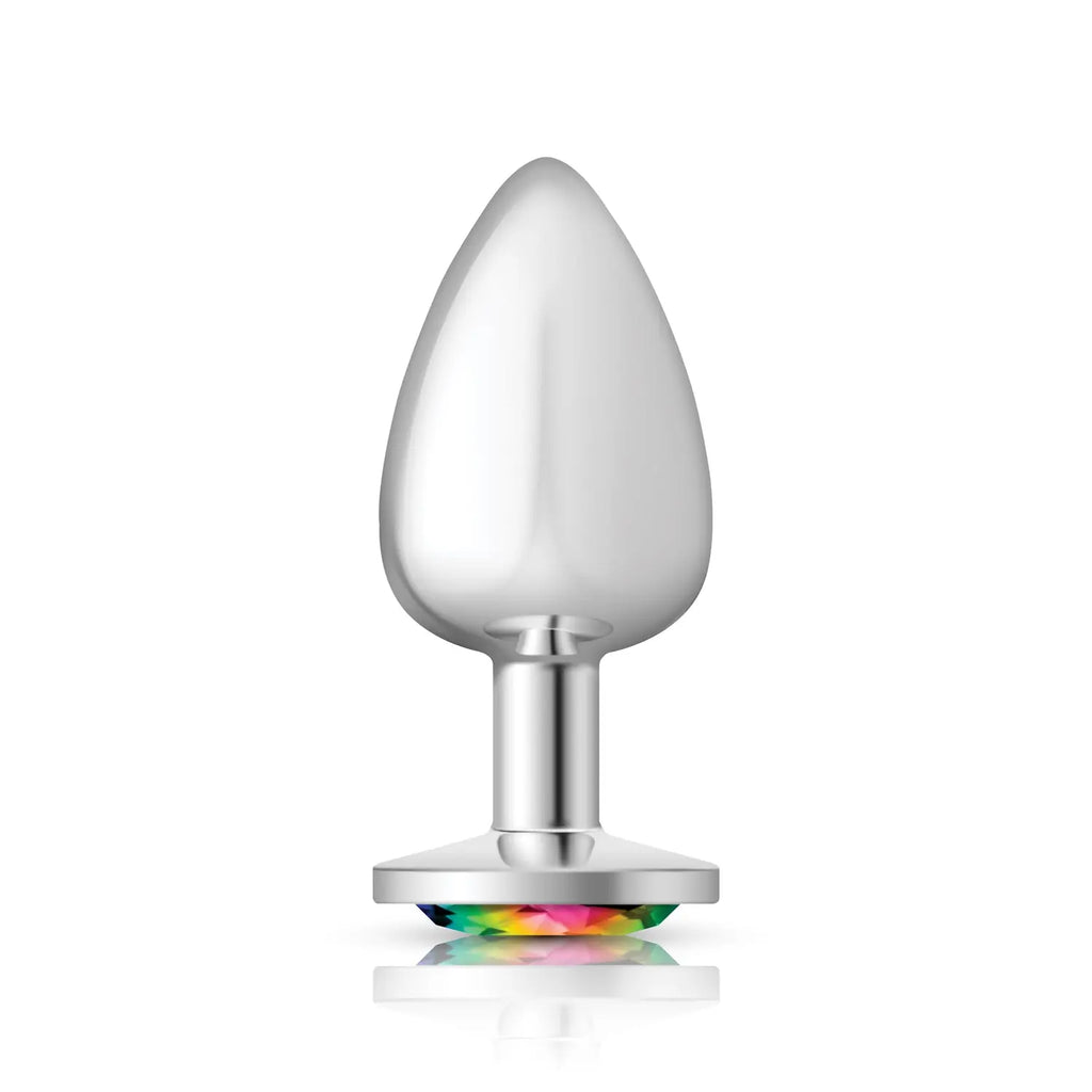 Rainbow Round Gem Silver Metal Plug - Lg – body-safe materials | Fu'Cha Exotics