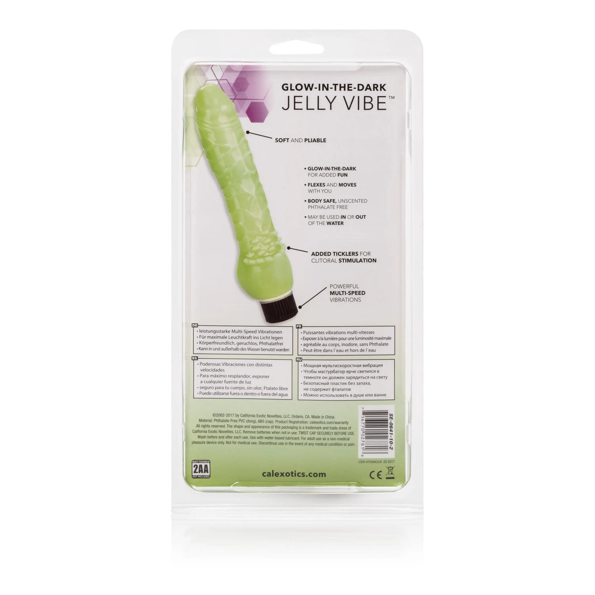 Glow-in-the-Dark Jelly Penis Vibe 7 Inches - Green – body-safe materials | Fu'Cha Exotics