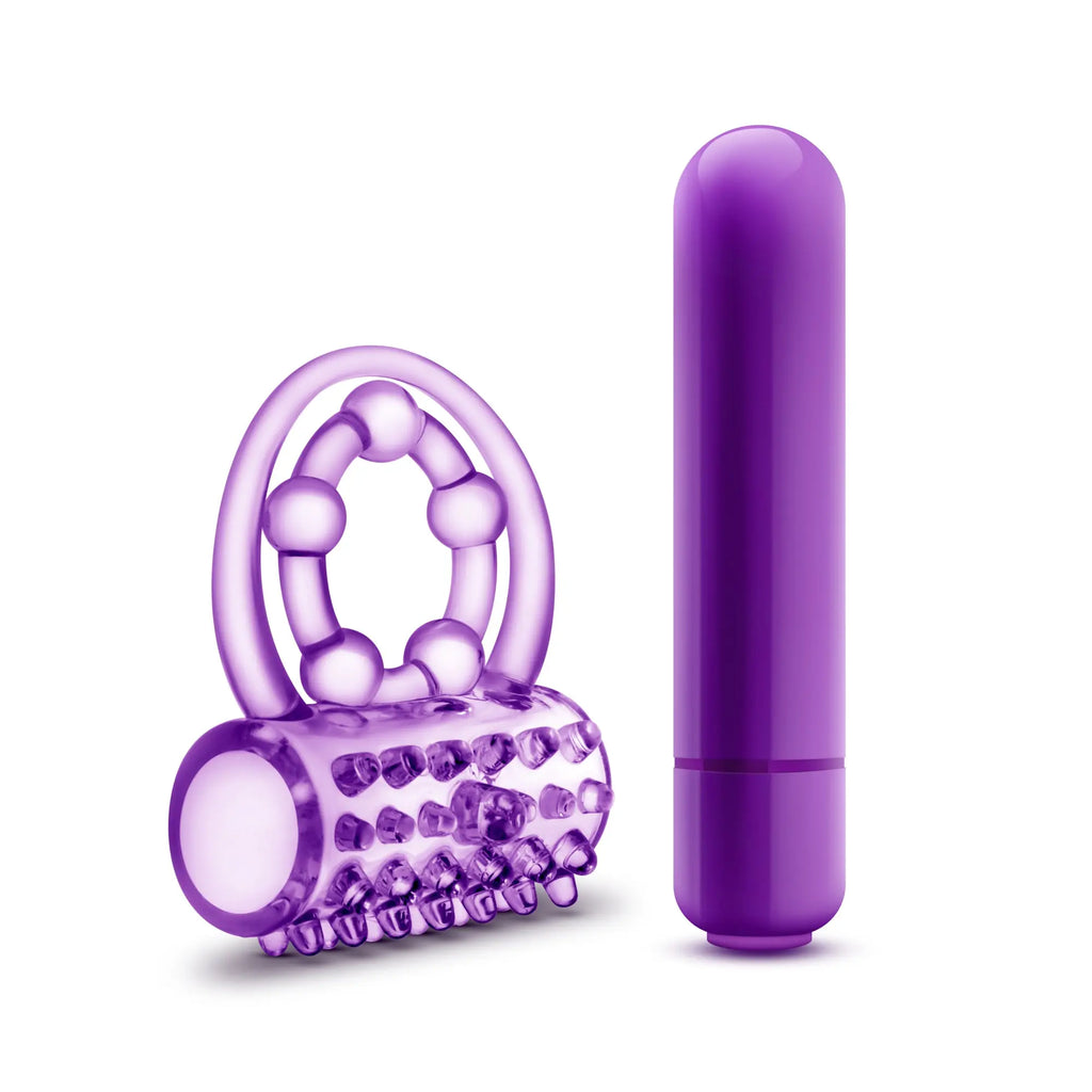 Play With Me - the Player - Vibrating Double Strap Ring - Purple – body-safe materials | Fu'Cha Exotics