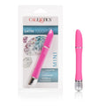 Pink satin touch vibe sex toy with smooth wand body and silver base ring