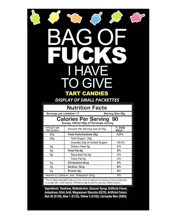 Bag of Fucks I Have to Give Display of 100 Count – body-safe materials | Fu'Cha Exotics