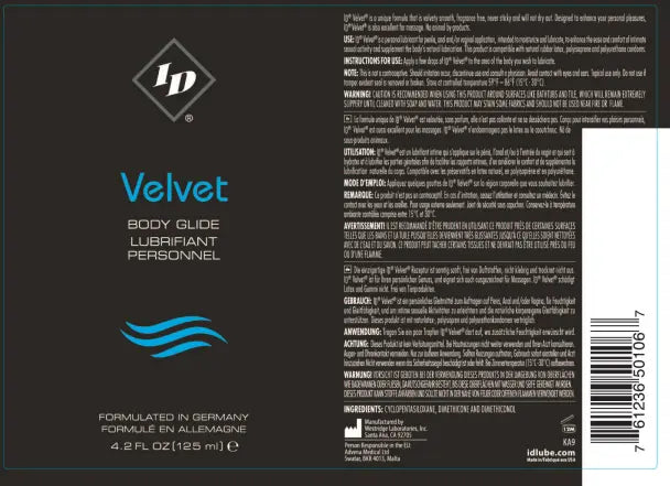 ID Velvet Body Glide 4.2 Oz – body-safe materials | Fu'Cha Exotics