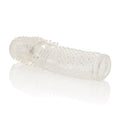 Clear cylindrical hair extension sleeve with mesh texture