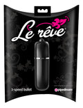 Le Reve bullet massager, black 3-speed cylinder with glossy finish
