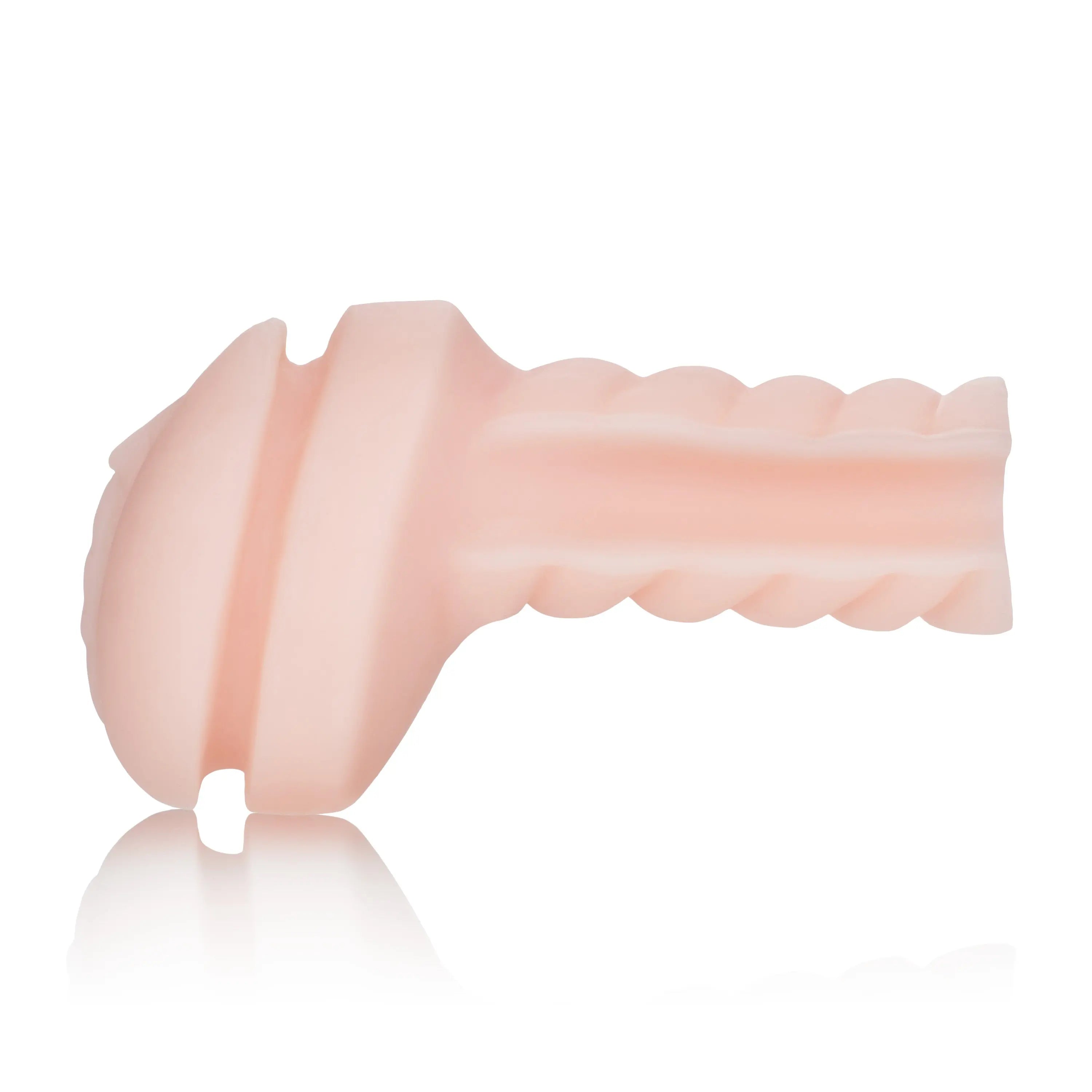 Flesh-colored silicone vagina insert with ribbed texture