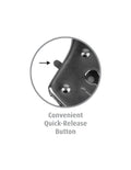 Black leather cuff with metal studs and quick-release button detail