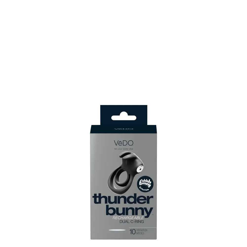 Thunder Bunny Rechargeable Dual Ring - Black Pearl – body-safe materials USB-rechargeable | Fu'Cha Exotics
