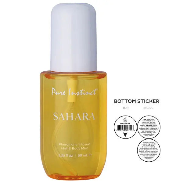Pure Instinct Pheromone Hair and Body Mist Sahara 3.35oz – body-safe materials | Fu'Cha Exotics