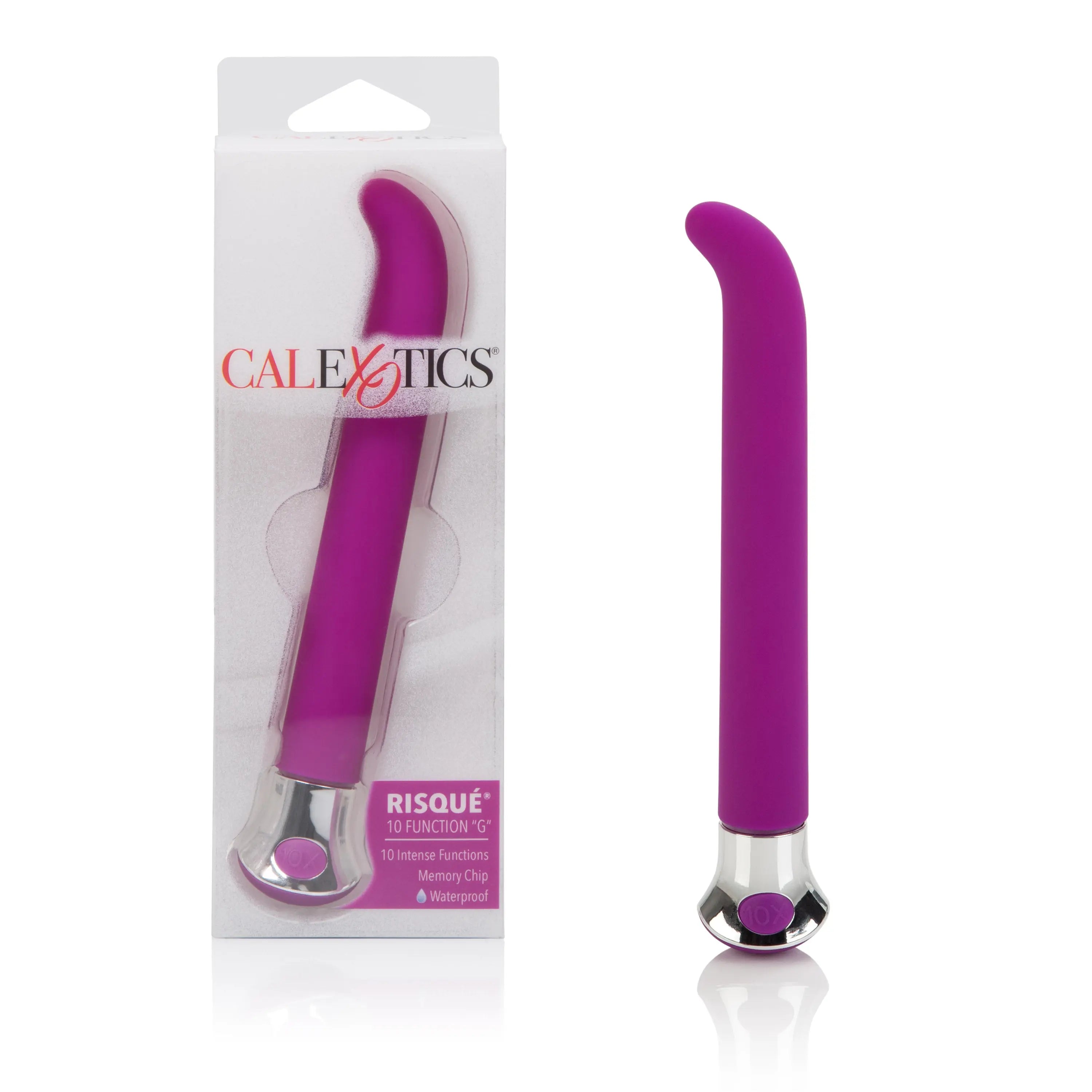 CalExotics Risqué 10-function G-vibe vibrator, purple silicone with base buttons