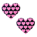 Pink Heart Neon Valentines Black Glitter Heart Nipple Cover Pasties