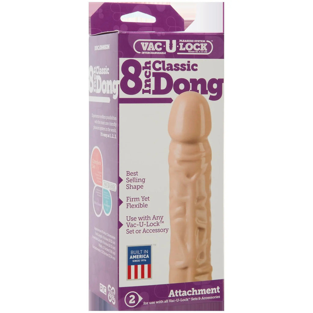 Vac-U-Lock 8 Inch Classic Dong - White – body-safe materials | Fu'Cha Exotics