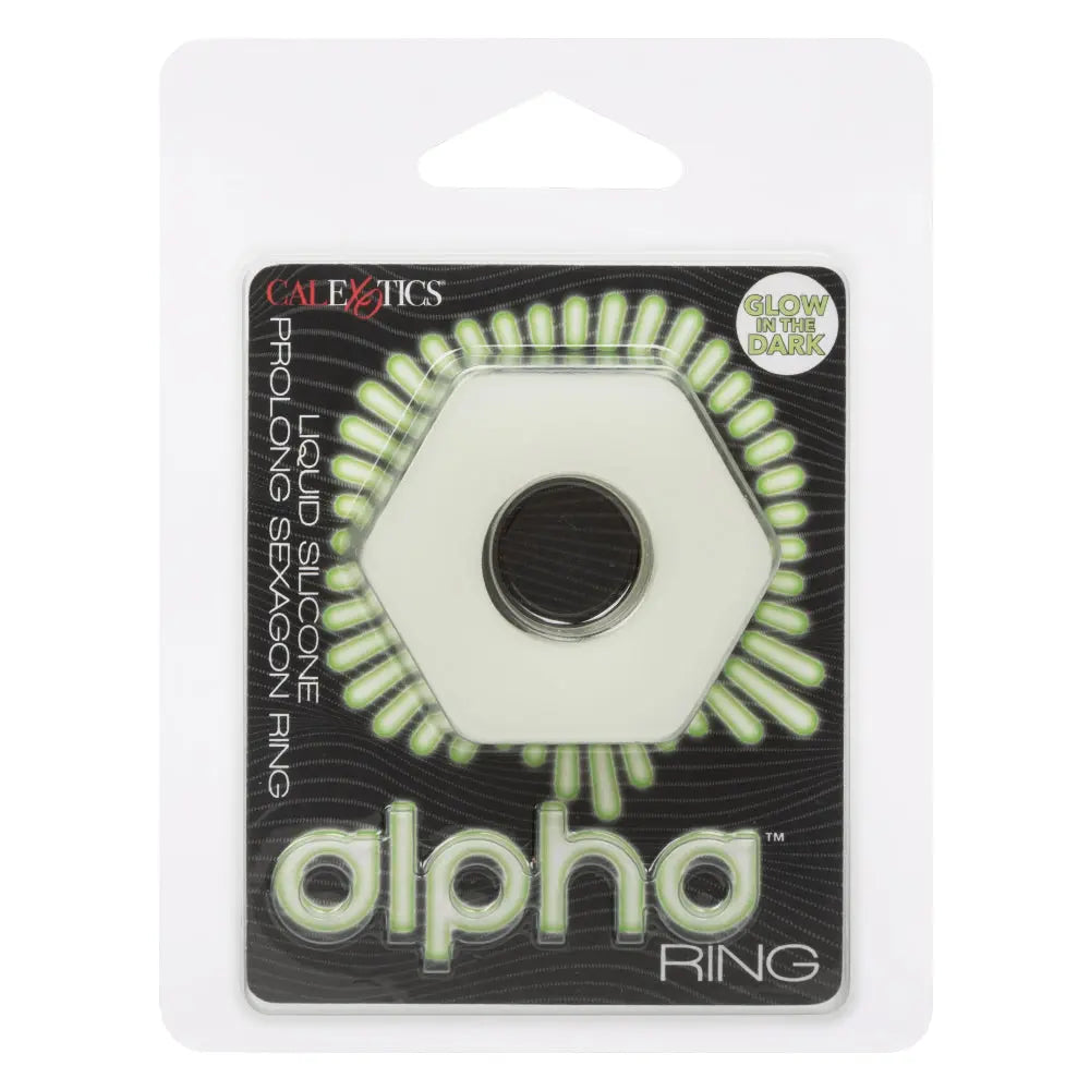 Alpha Glow-in-the-Dark Liquid Silicone Prolong Sexagon Ring - White – body-safe materials | Fu'Cha Exotics