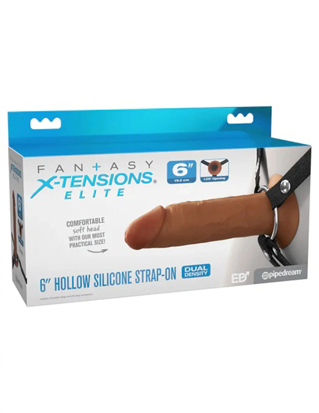Fantasy X-Tensions Elite 6" Silicone Hollow Strap Dual Density Brown – body-safe silicone | Fu'Cha Exotics