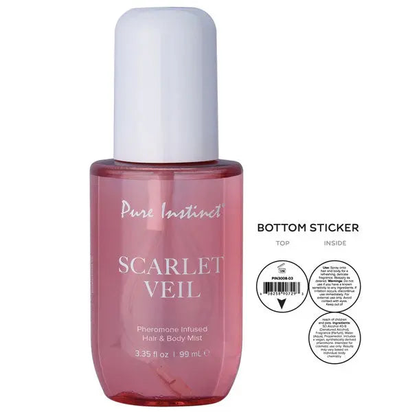 Pure Instinct Pheromone Hair and Body Mist Scarlet Veil 3.35oz – body-safe materials | Fu'Cha Exotics
