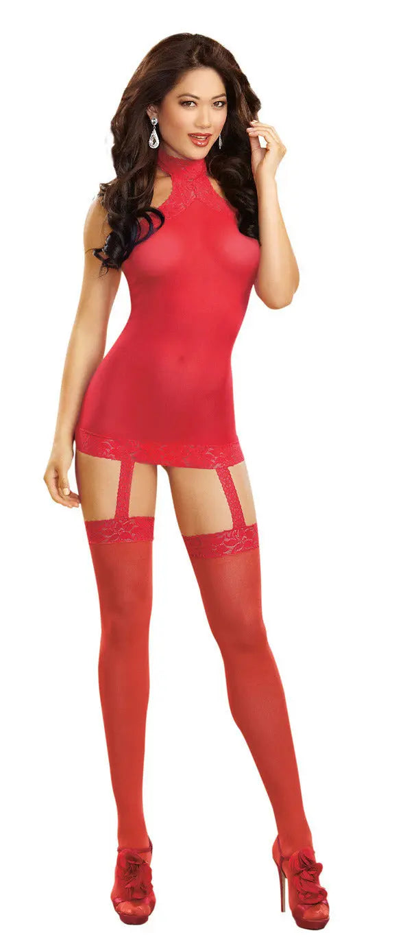 Sheer Garter Dress - One Size - Red – body-safe materials | Fu'Cha Exotics