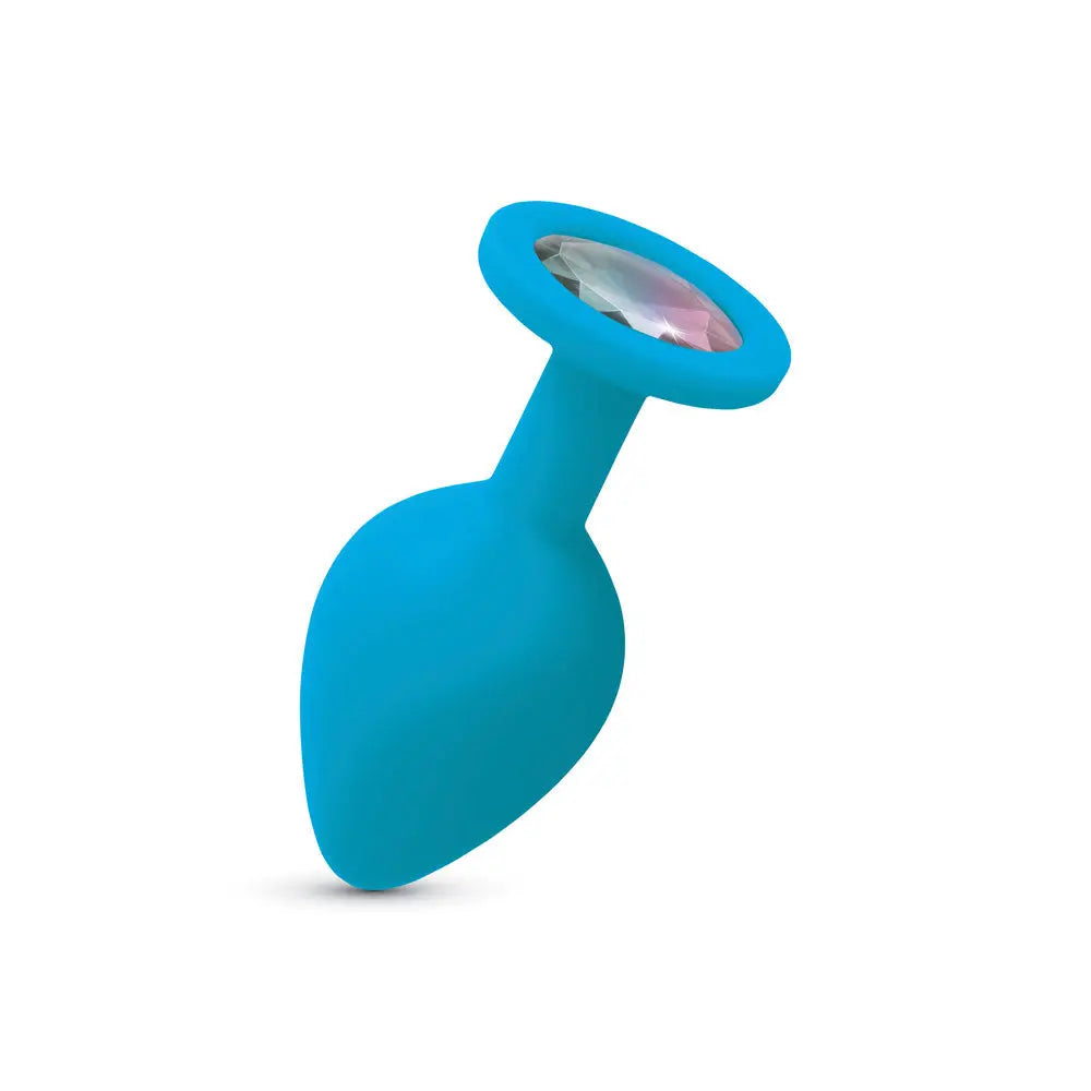 Gemma Clear Iridescent Gem Teal Silicone Plug - M – body-safe materials | Fu'Cha Exotics