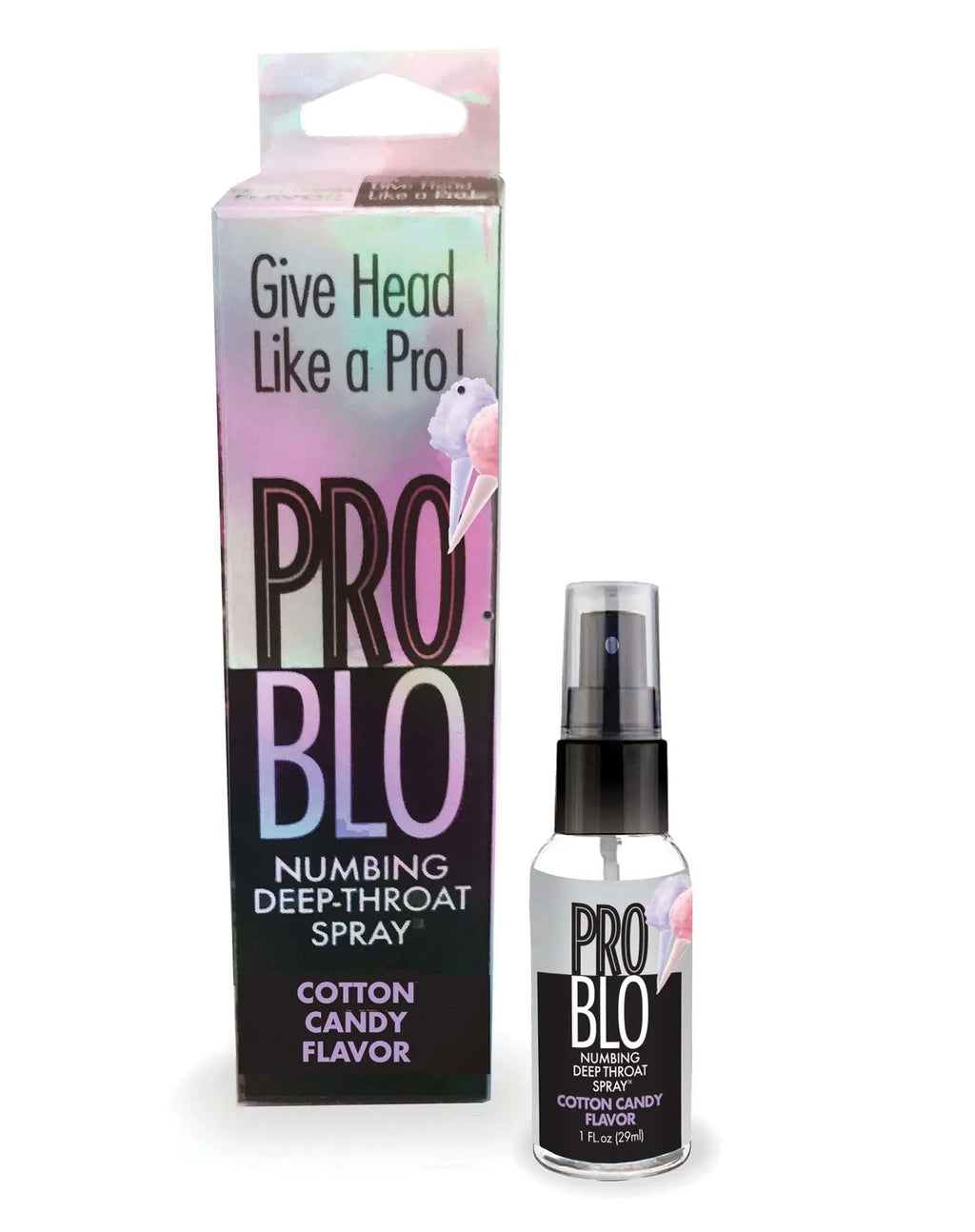 Pro Blo Throat Numbing Spray 1oz - Cotton Candy – body-safe materials | Fu'Cha Exotics