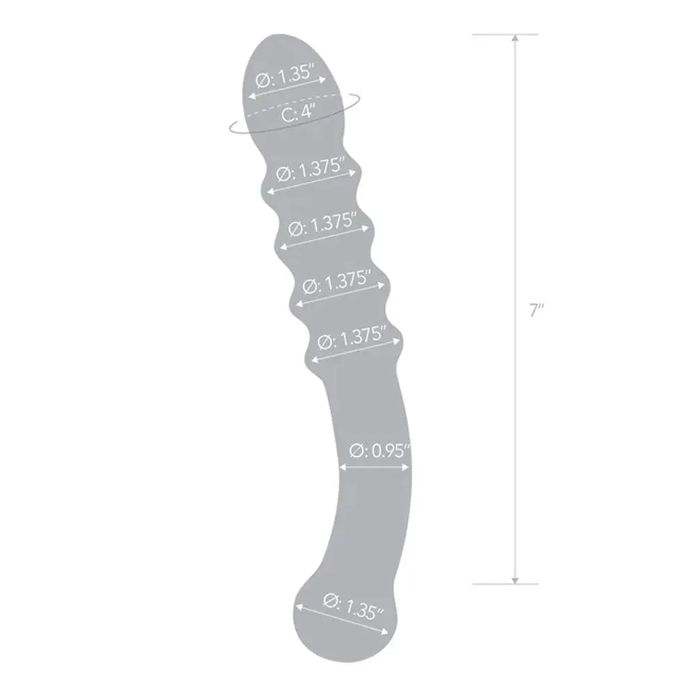 Purple ribbed dildo with tapered tip, flared base; 7 in length