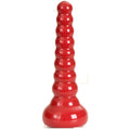 Red anal wand with segmented rings and flared base