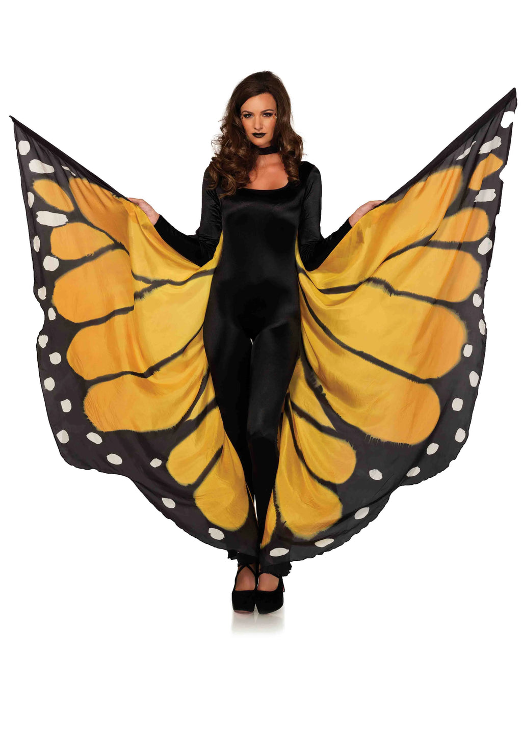 Festival Butterfly Wing Halter Cape - Orange/ - One Size - Black – body-safe materials | Fu'Cha Exotics