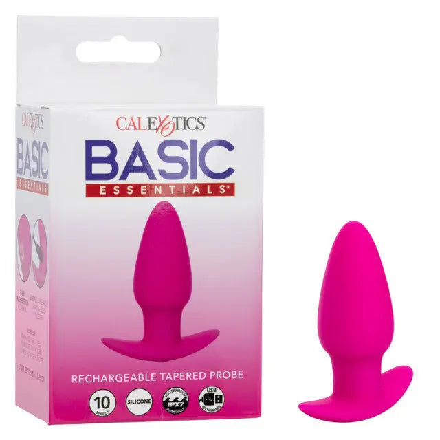 Basic Essentials Rechargeable Tapered Probe - Pink – body-safe materials | Fu'Cha Exotics