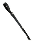 Black cat o' nine whip with ridged handle and fringed lash ends
