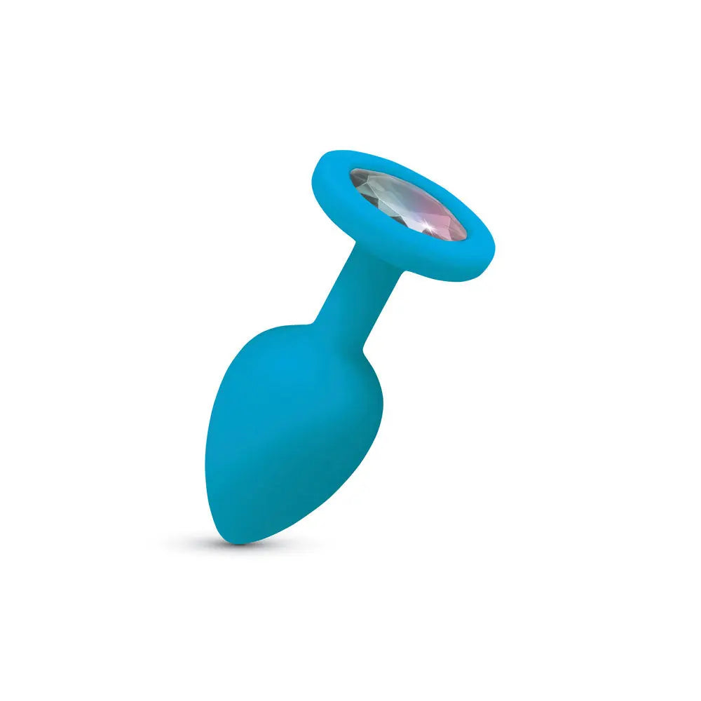 Gemma Clear Iridescent Gem Teal Silicone Plug - S – body-safe materials | Fu'Cha Exotics