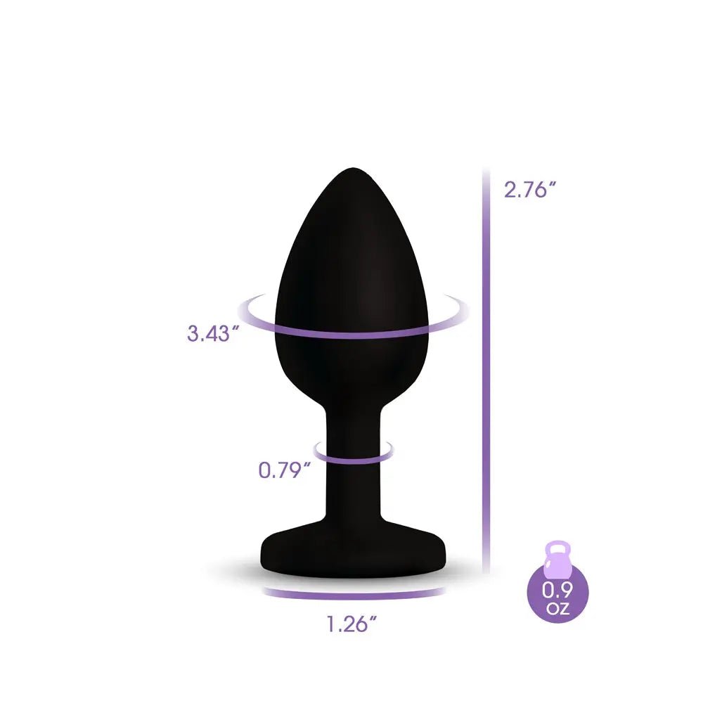 Gemma Pink Gem Black Silicone Plug - Small – body-safe materials | Fu'Cha Exotics