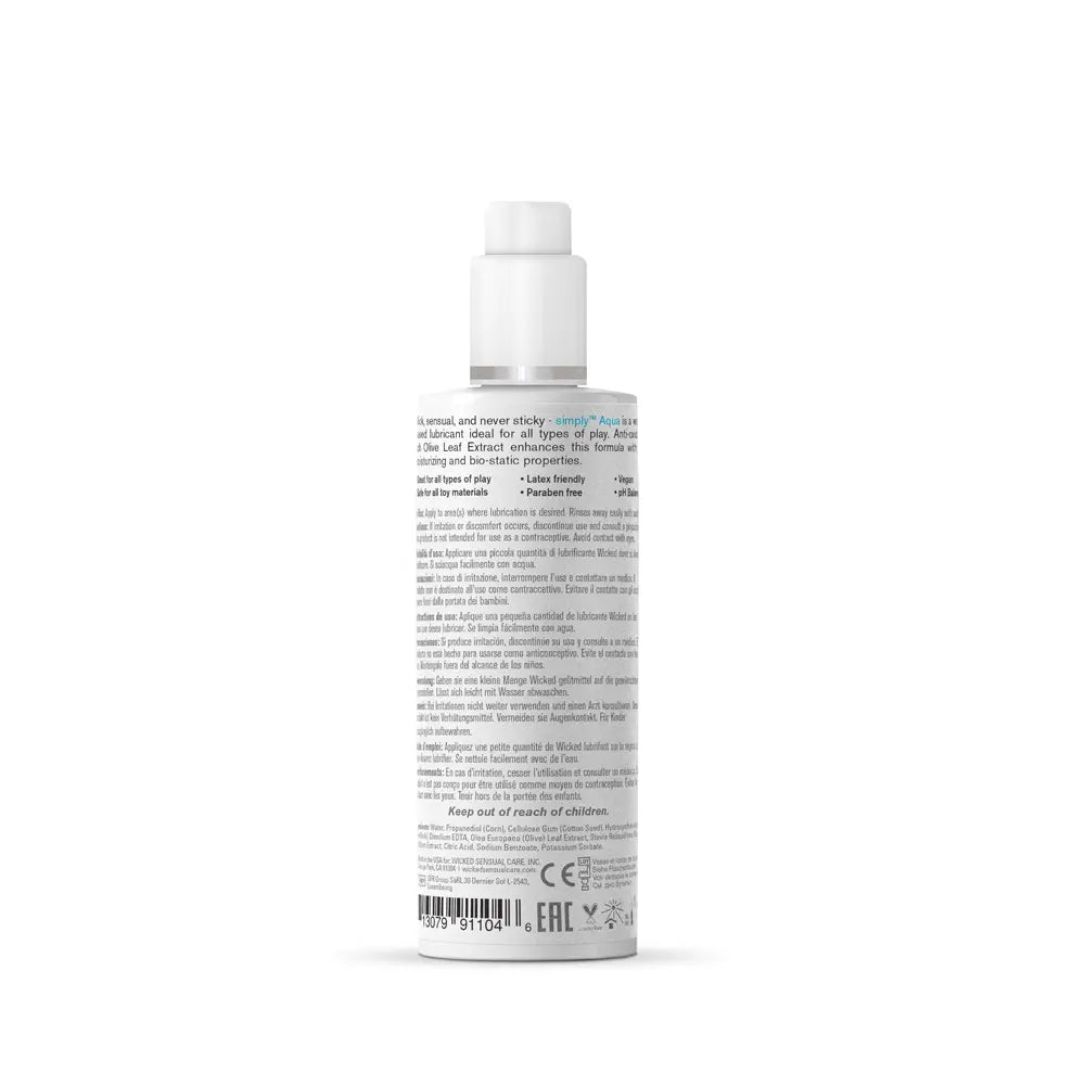 Simply Aqua Fragrance Free Lubricant - 4 Fl. Oz. – body-safe materials | Fu'Cha Exotics
