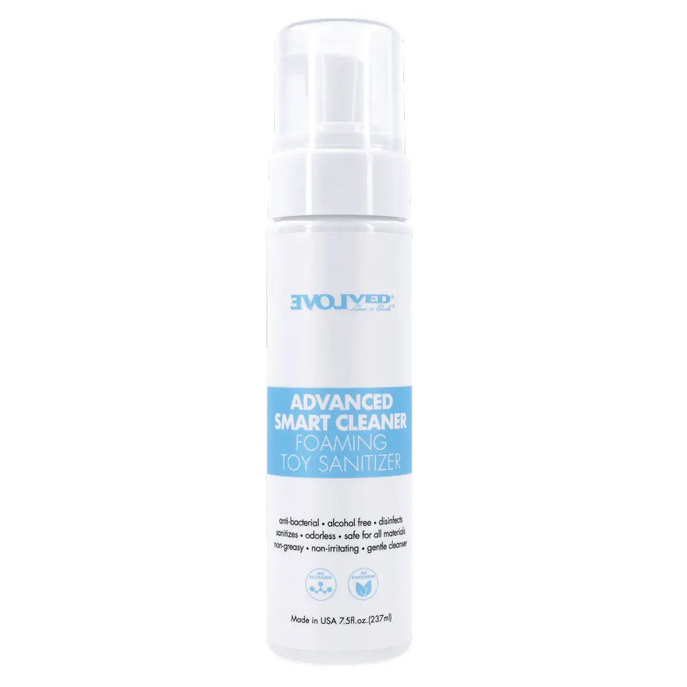 Foaming toy sanitizer spray bottle, white with pump top