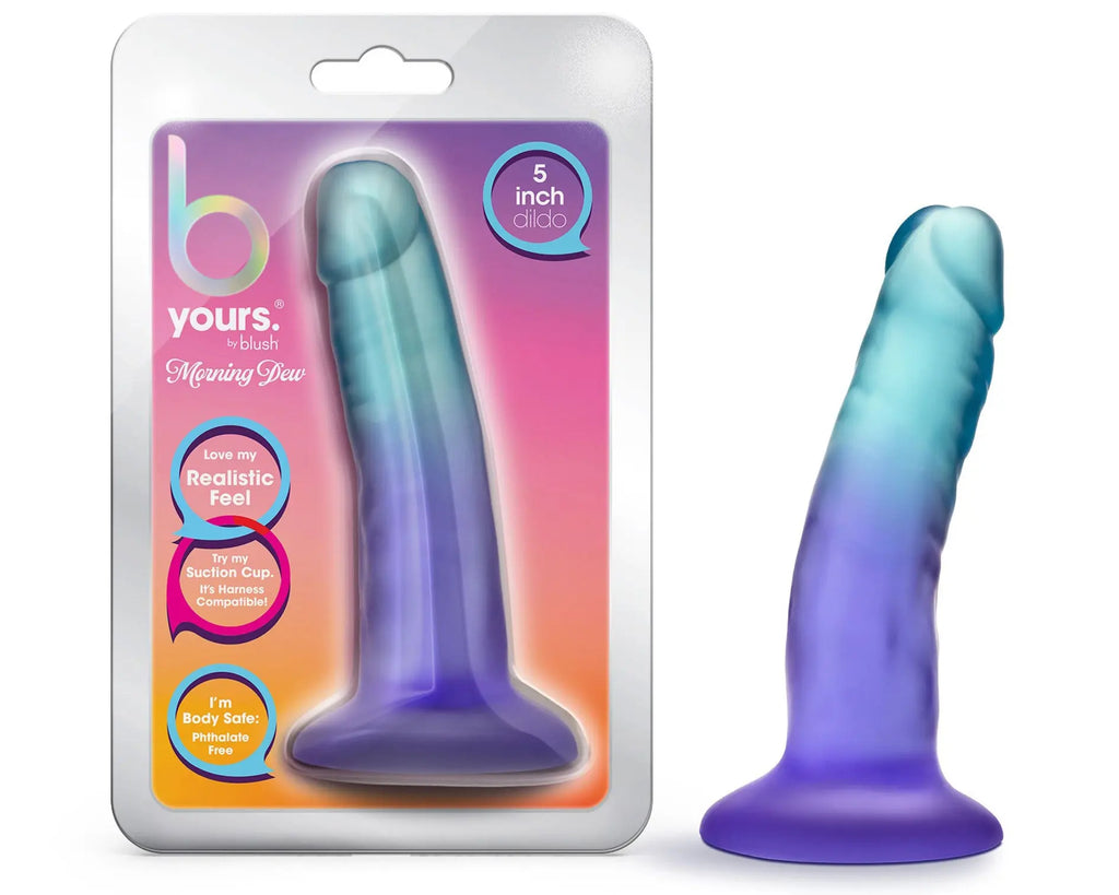 B Yours - Morning Dew - 5 Inch Dildo - Sapphire – body-safe materials | Fu'Cha Exotics