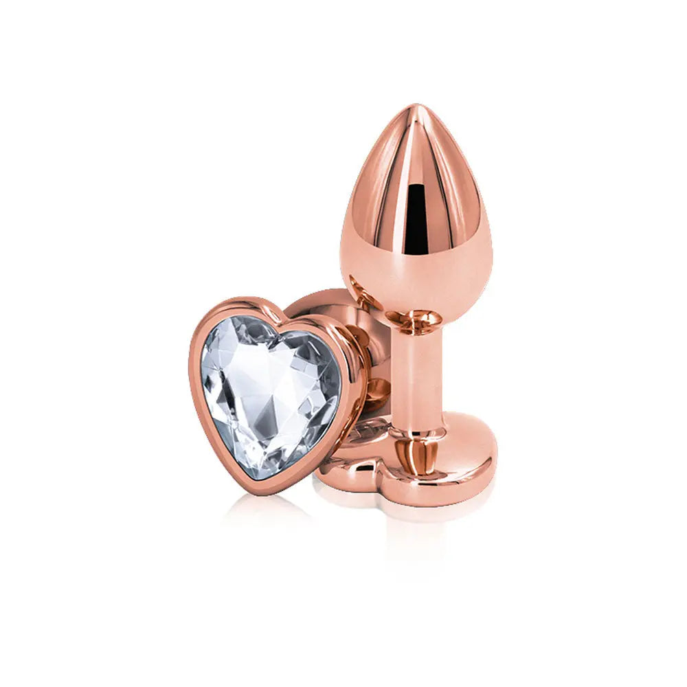 Rear Assets - Rose Gold Heart - Small - Clear – body-safe materials | Fu'Cha Exotics