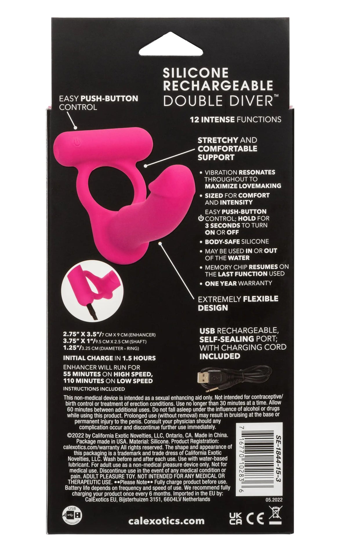 Silicone Rechargeable Double Diver - Pink – body-safe materials | Fu'Cha Exotics