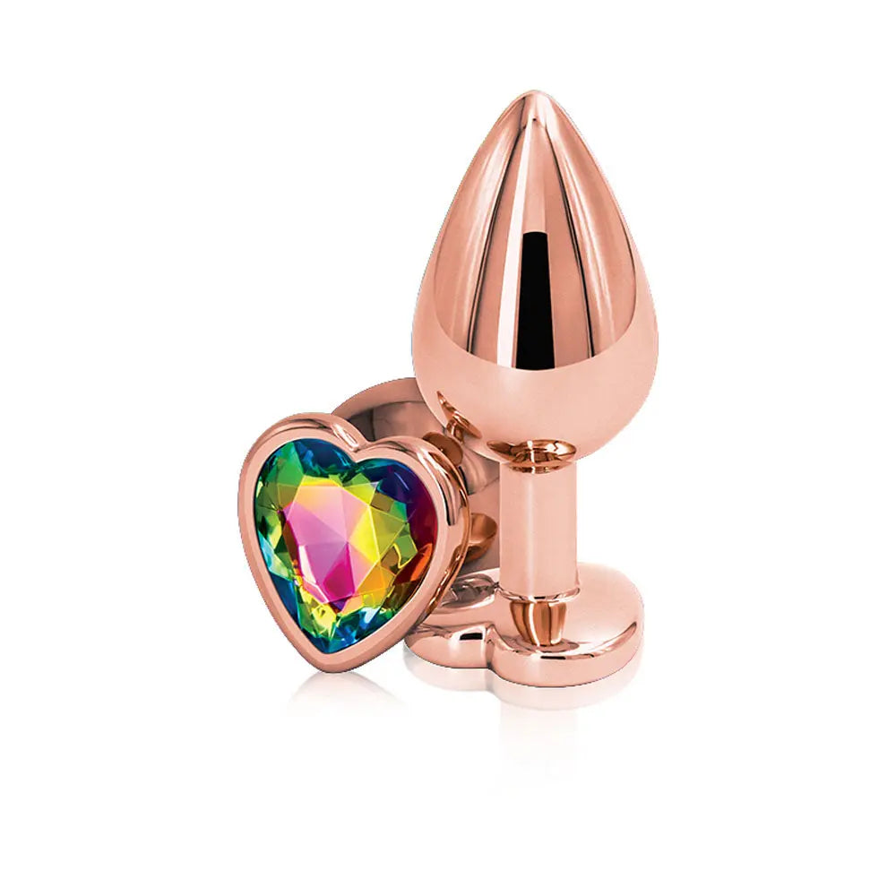 Rear Assets - Rose Gold Heart - Medium - Rainbow – body-safe materials | Fu'Cha Exotics