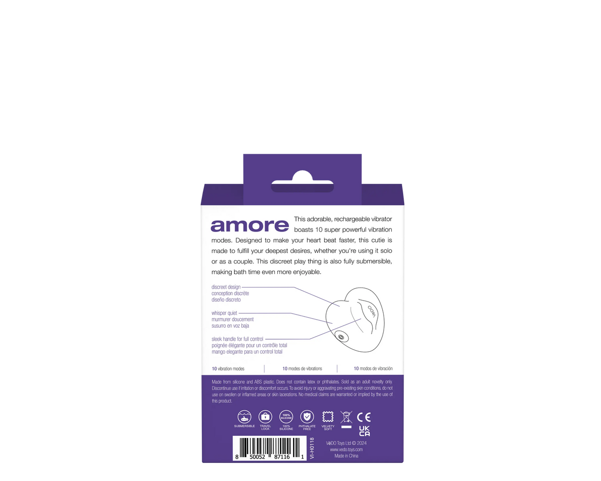 Amore Rechargeable Pleasure Vibe - Purple – body-safe materials | Fu'Cha Exotics