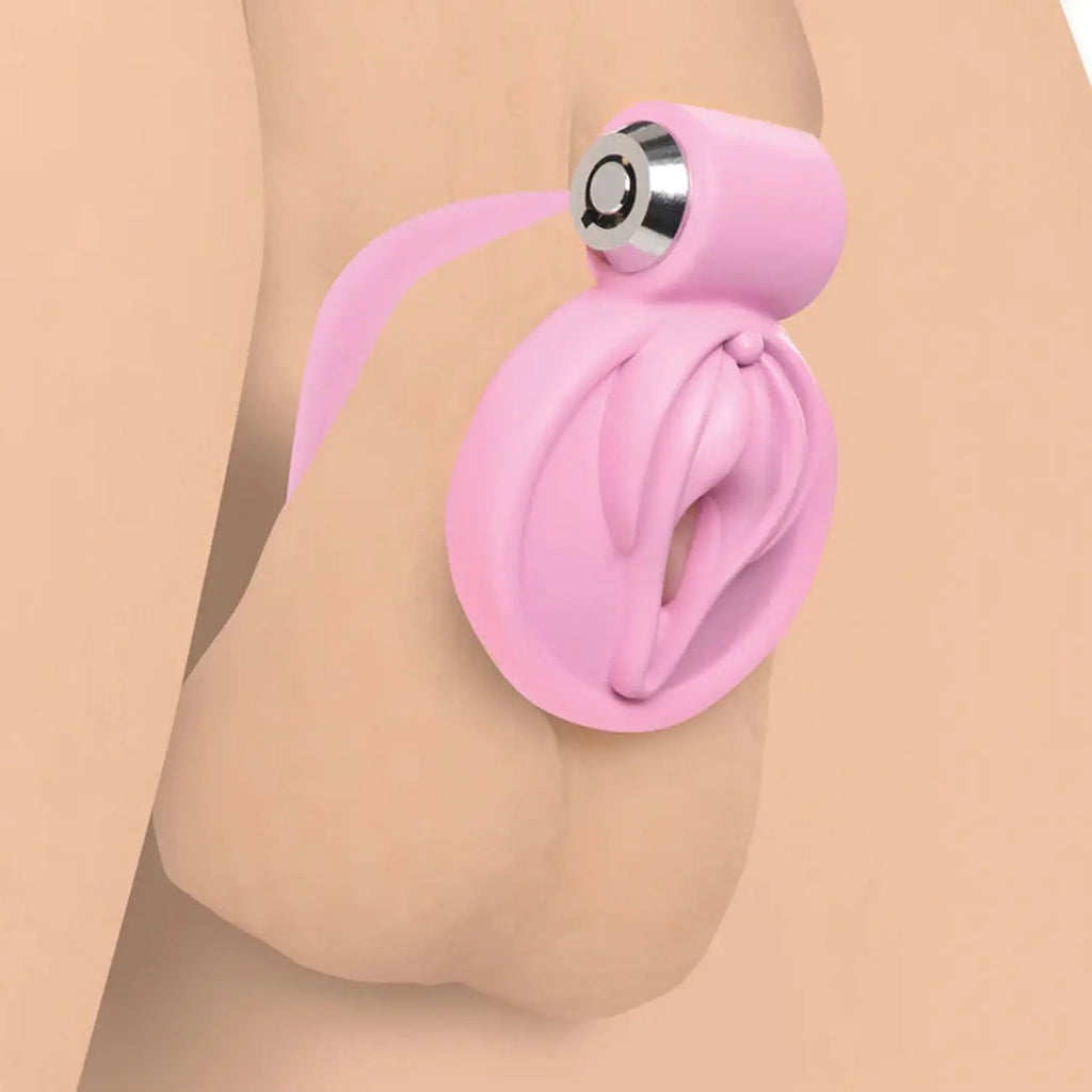 Pussification Vulva Chastity Cage - Pink – body-safe materials | Fu'Cha Exotics